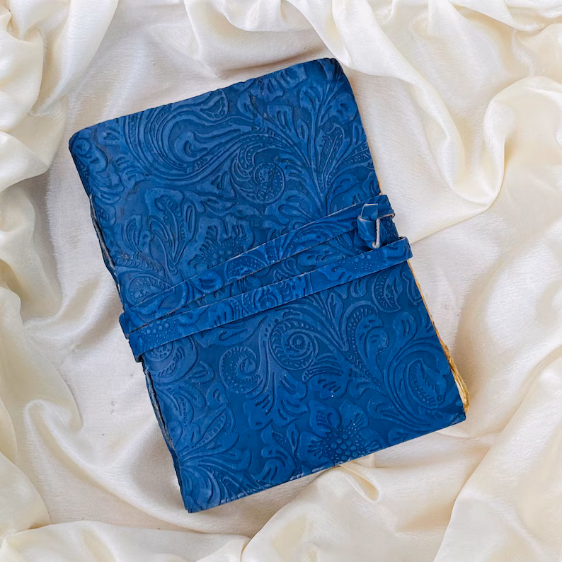 Butterfly Handmade Vintage Leather Journal Flower Embossed Office Notebook Handbook Writing Journal Diary Sketchbook Travel Journal for Men and Women 5 x 7 inches