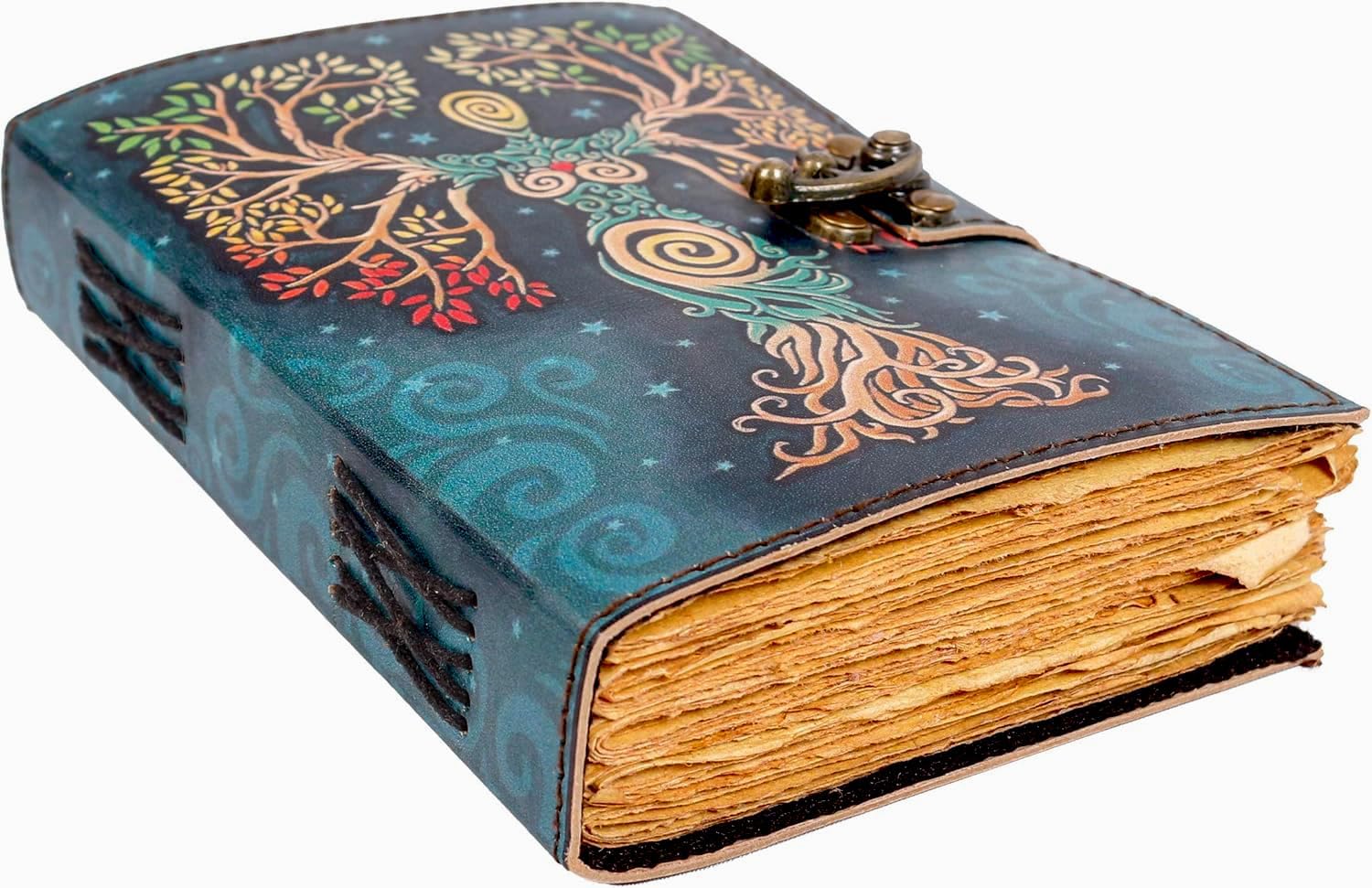 Mother Earth Tree of Life Journal, Handmade Leather Notebook with Lock, Goddess Nature Diary, Four Seasons Book of Shadows, Spiritual Gift for Her - Image 2